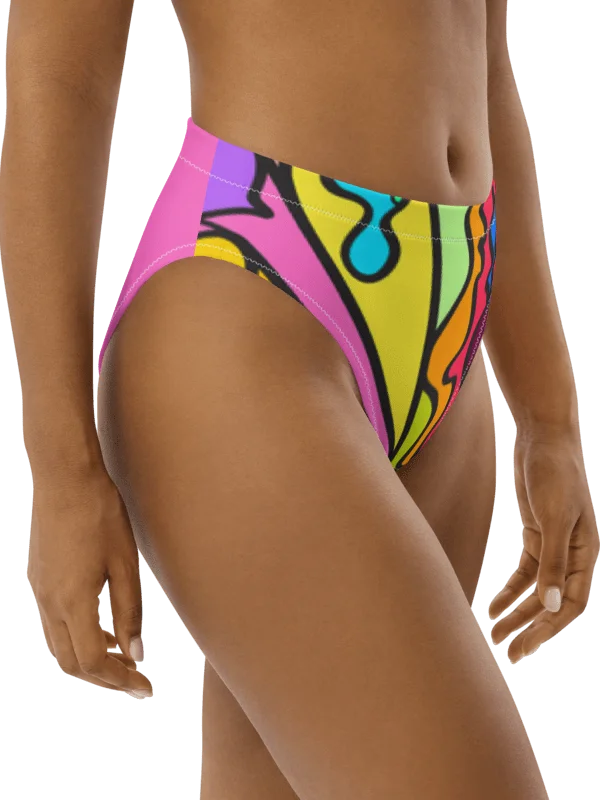 Vibrant Energy High-Waisted Bikini Bottoms - Wave at Sunset product image (5)