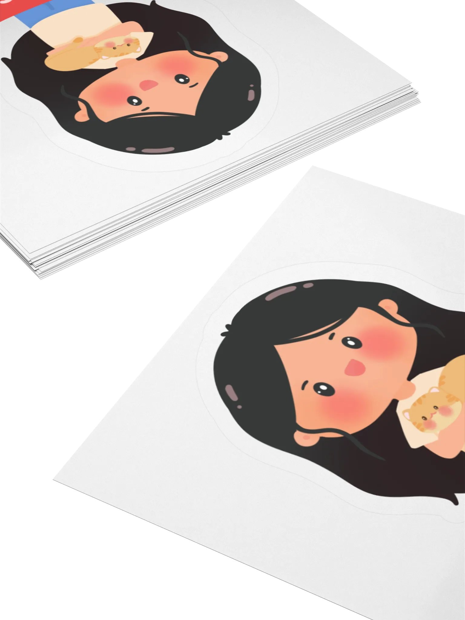 I love cats! Girl with Orange Cat Vinyl Sticker product image (5)