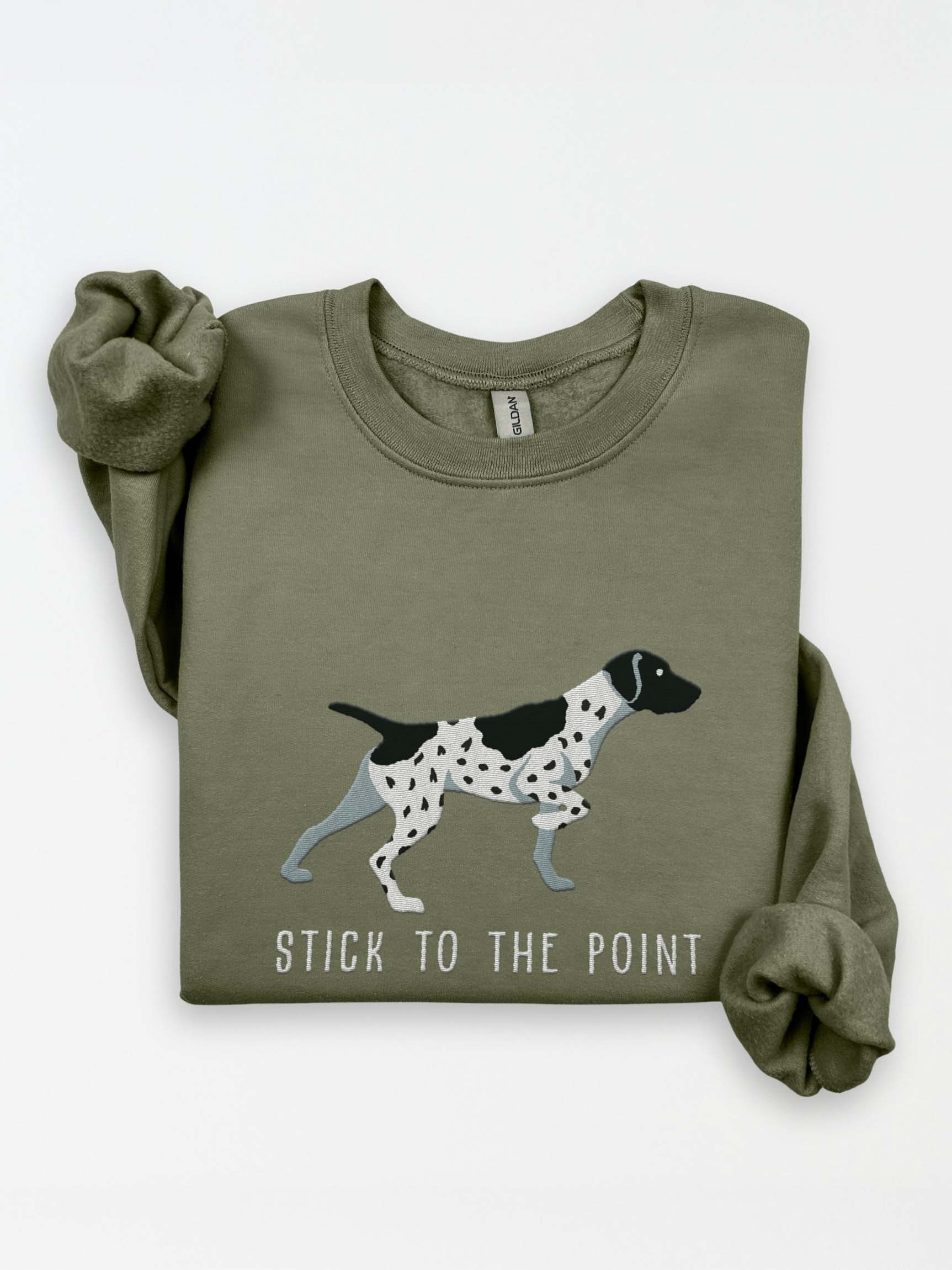 Stick to the Point Sweatshirt (Embroidered) of a German Shorthaired Pointer(Black & White) product image (1)