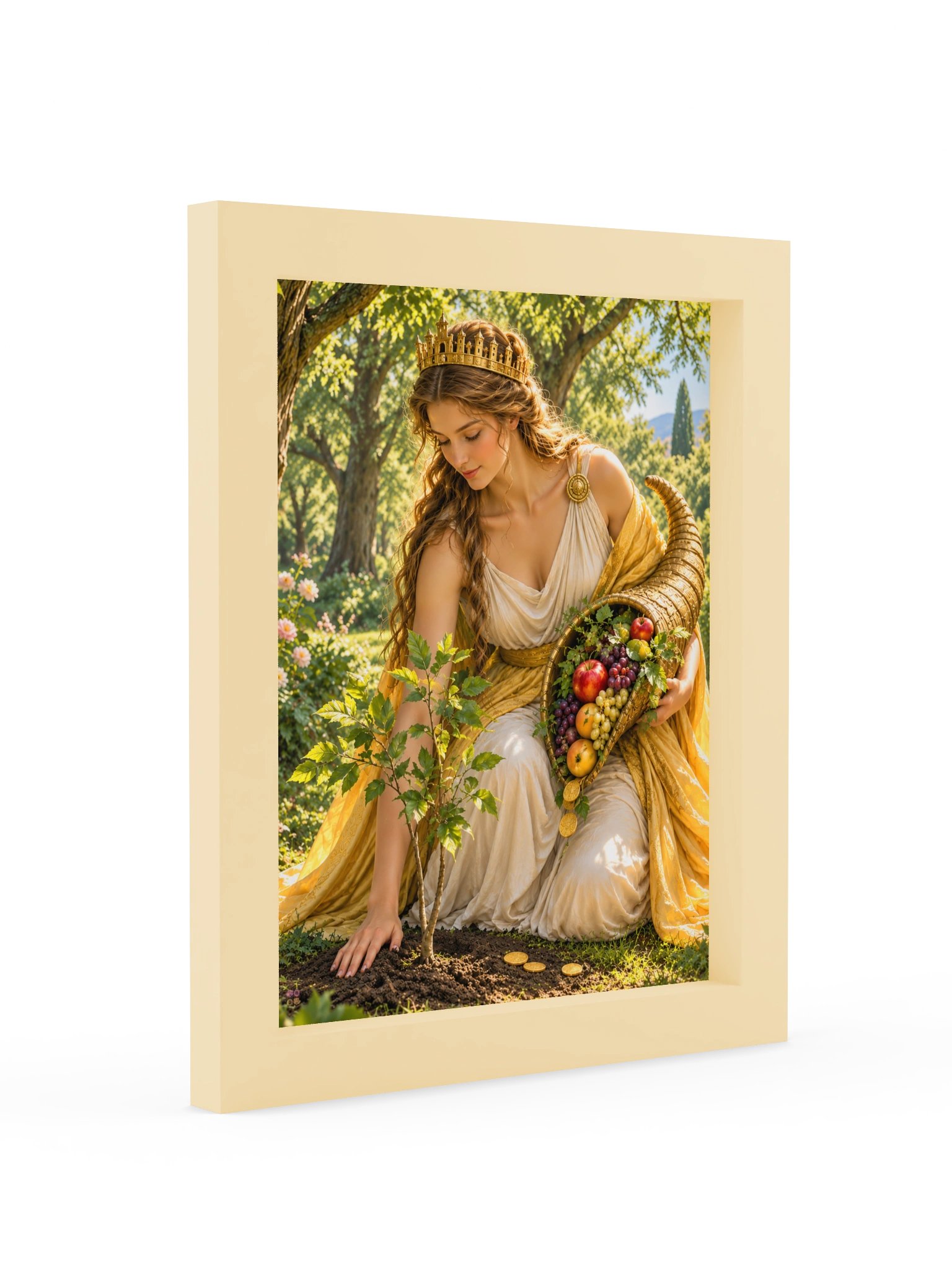 Framed Poster, Golden Goddess Nurturing the Sapling product image (2)