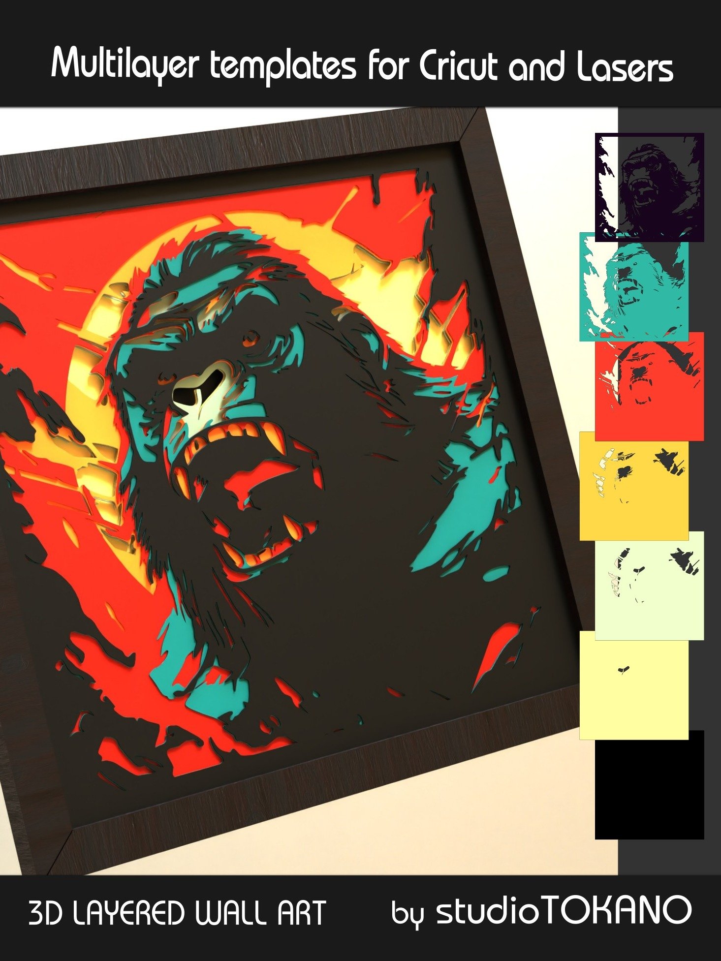 Gorilla Layered Cut File product image (7)