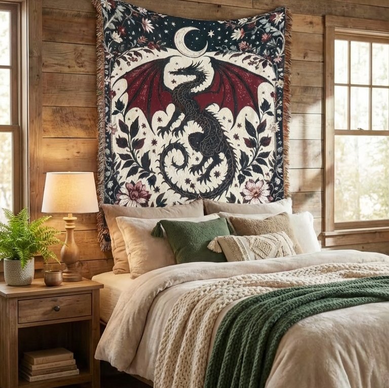 Celestial Dragon Throw Blanket – Mystical Fireside Cozy product image (3)