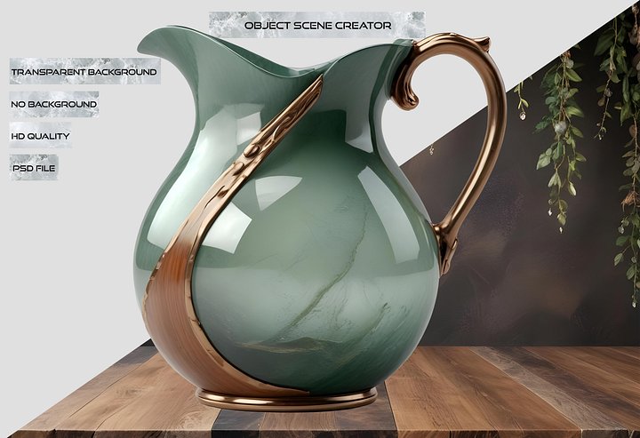 Jade Signature – Zen Pitcher in Green Jade and Bronze PNG product image (2)