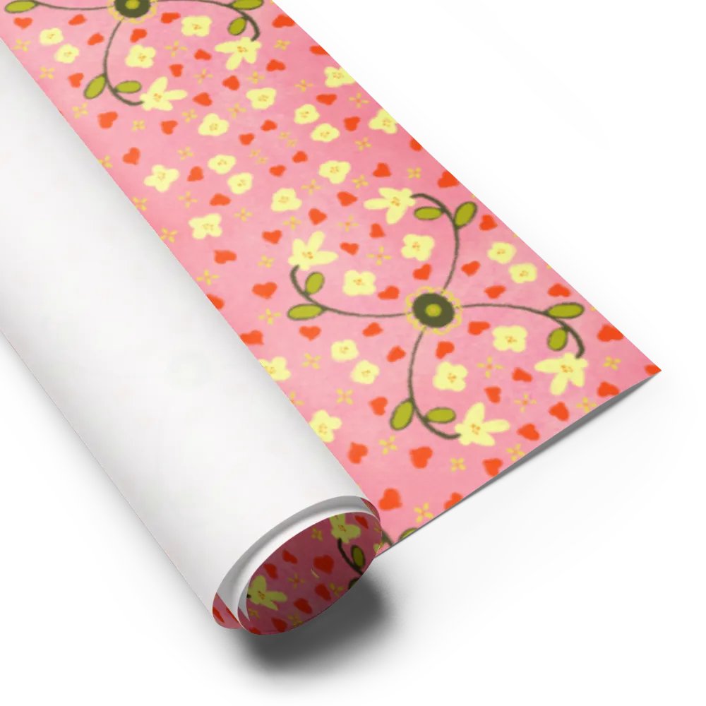 Hearts and Flowers Pink Wrapping Paper product image (6)