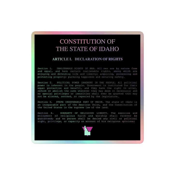 "DECLARATION OF RIGHTS" dark holo sticker product image (2)