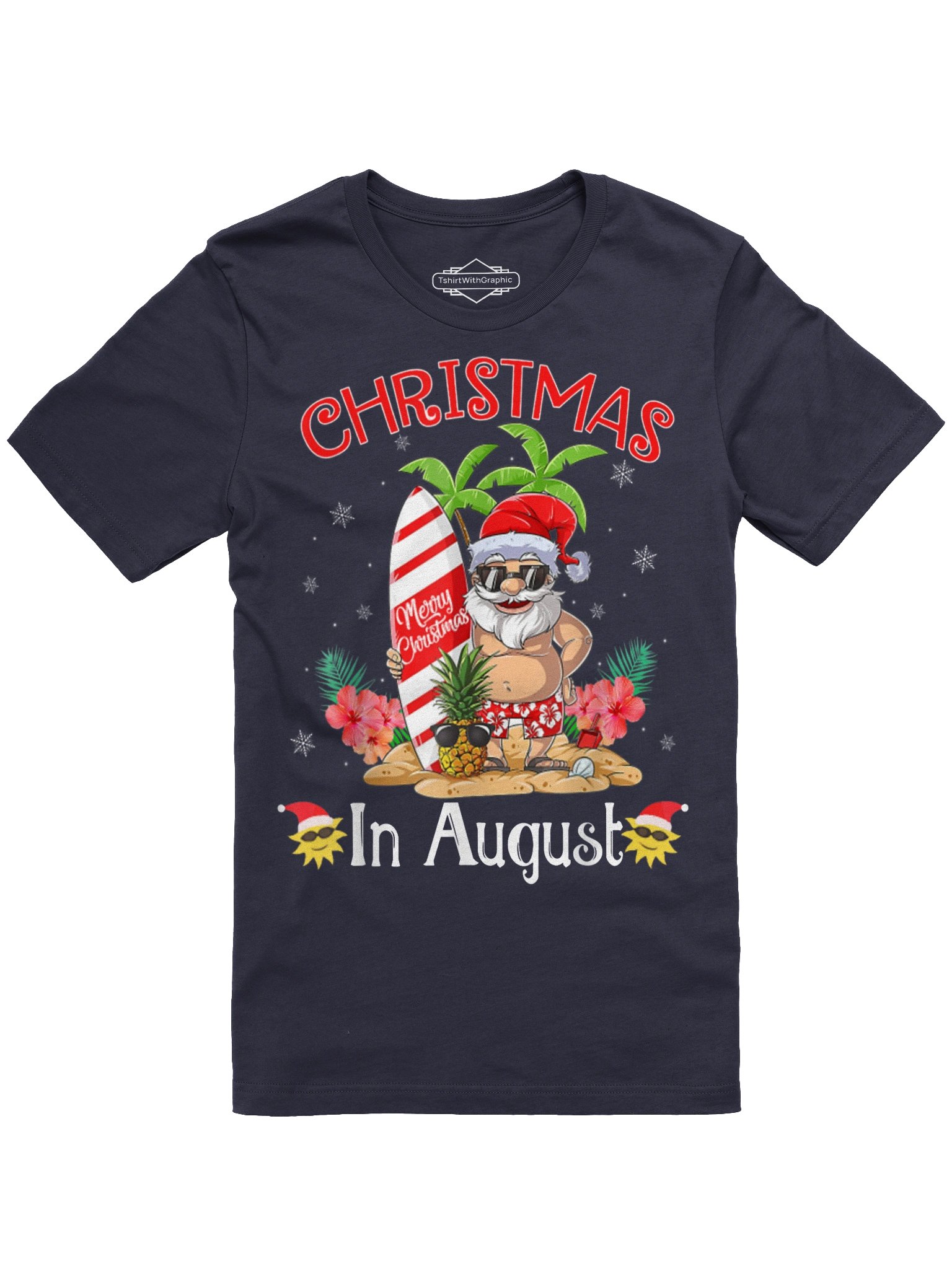 Christmas In August Shirt Funny Summer Santa Beach Vacation T-Shirt product image (1)