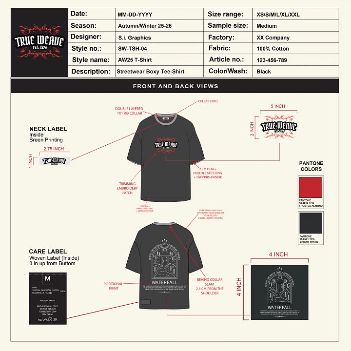 Boxy Oversized T-Shirt Tech Pack Template product image (2)