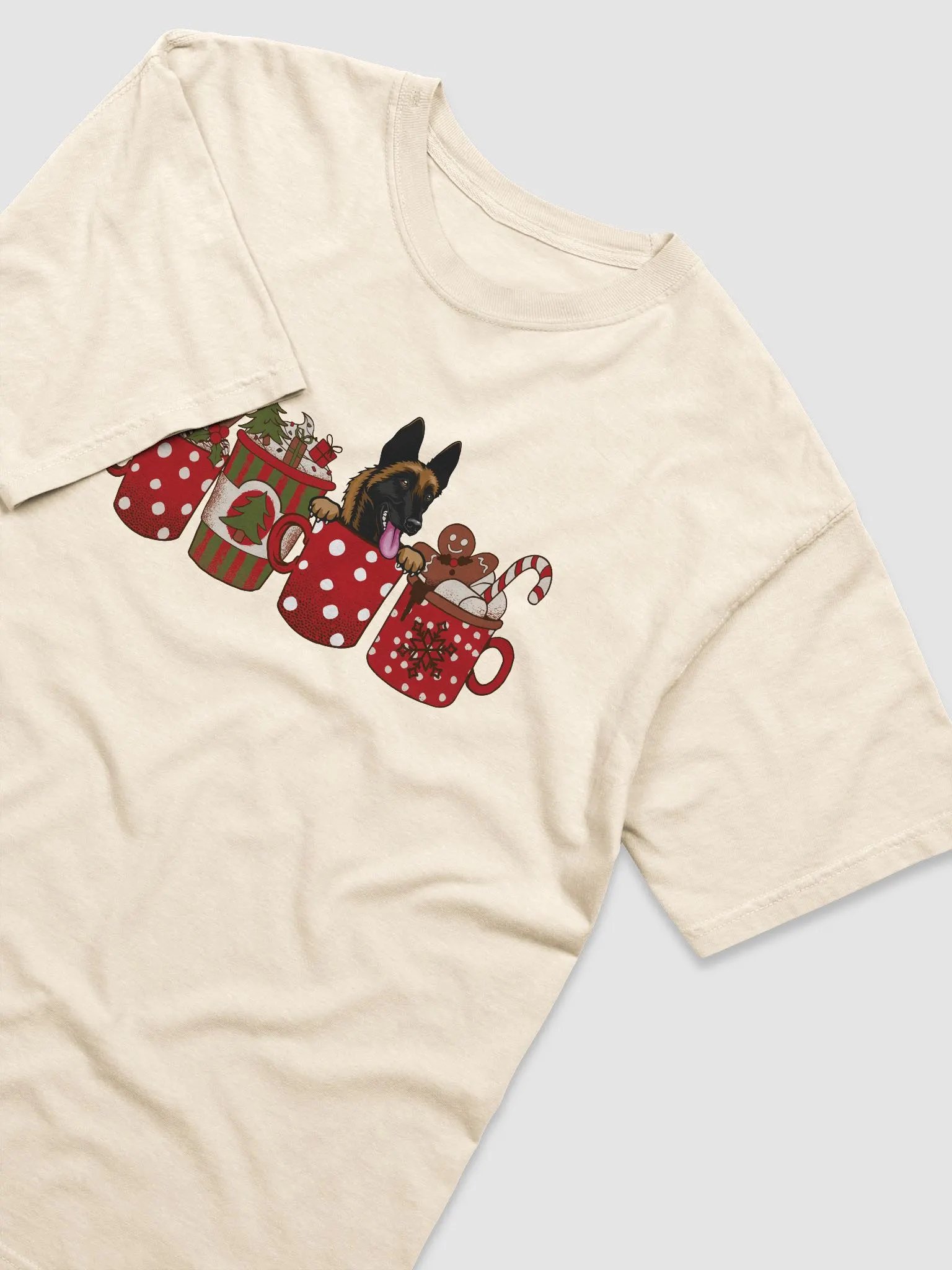 Cute Belgian Malinois in a Christmas Cup T-Shirt | Funny Christmas Pup in a Cup product image (16)