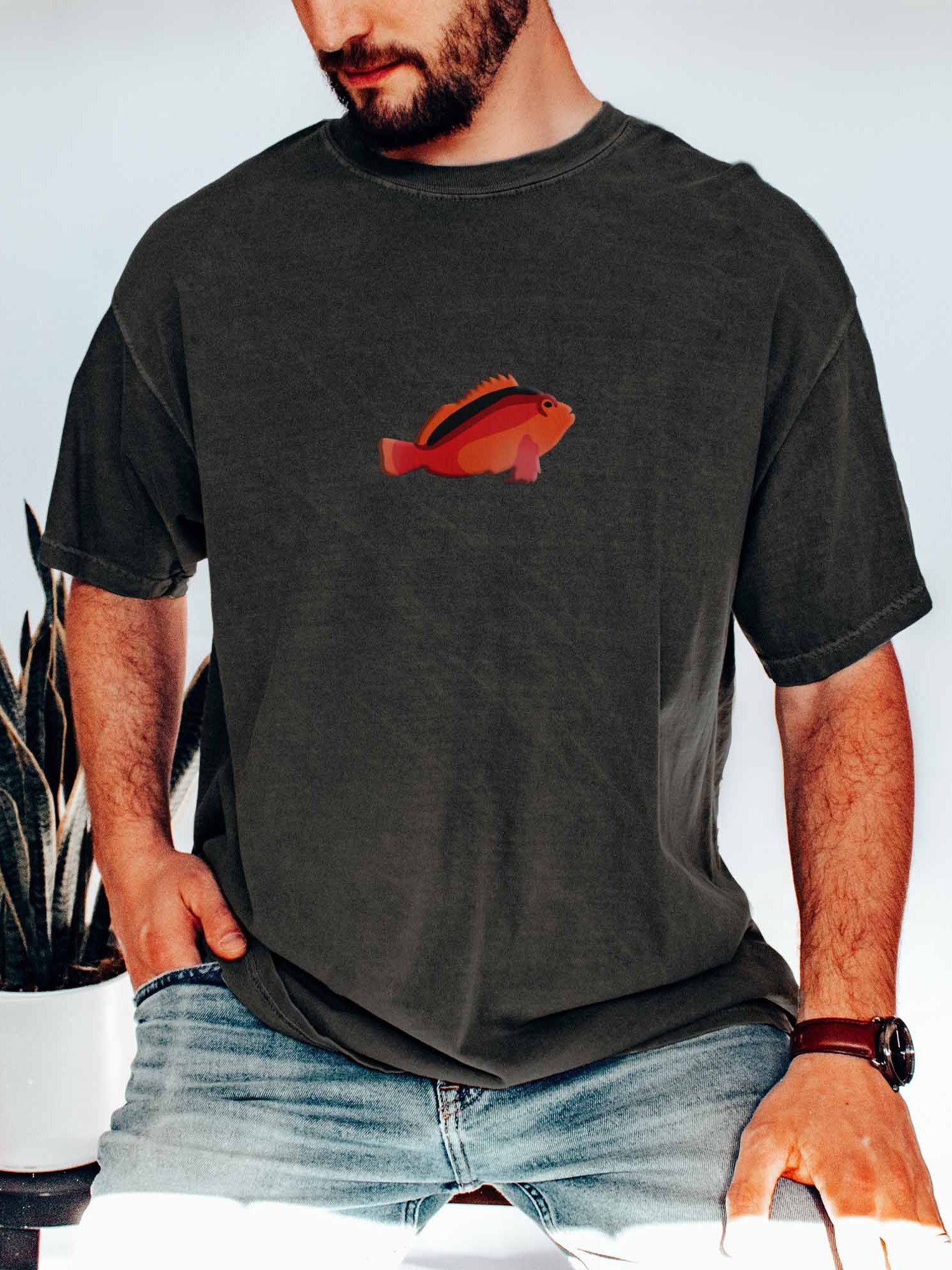 Flame Hawkfish Embroidered Shirt | Flame Hawk Reef Fish Tee | Saltwater Aquarium Apparel product image (2)