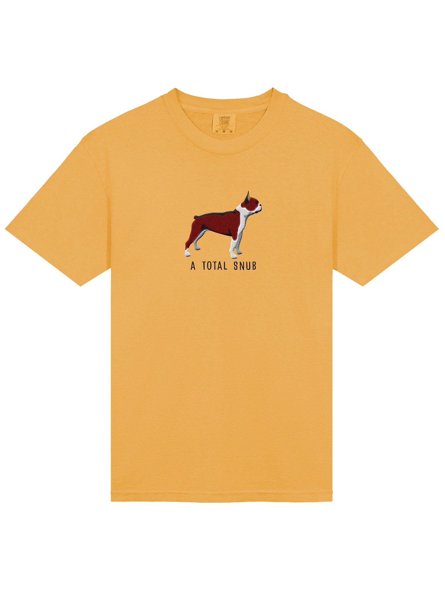 A Total Snub T-Shirt(Embroidered) of a Boston Terrier(Red & White) product image (6)