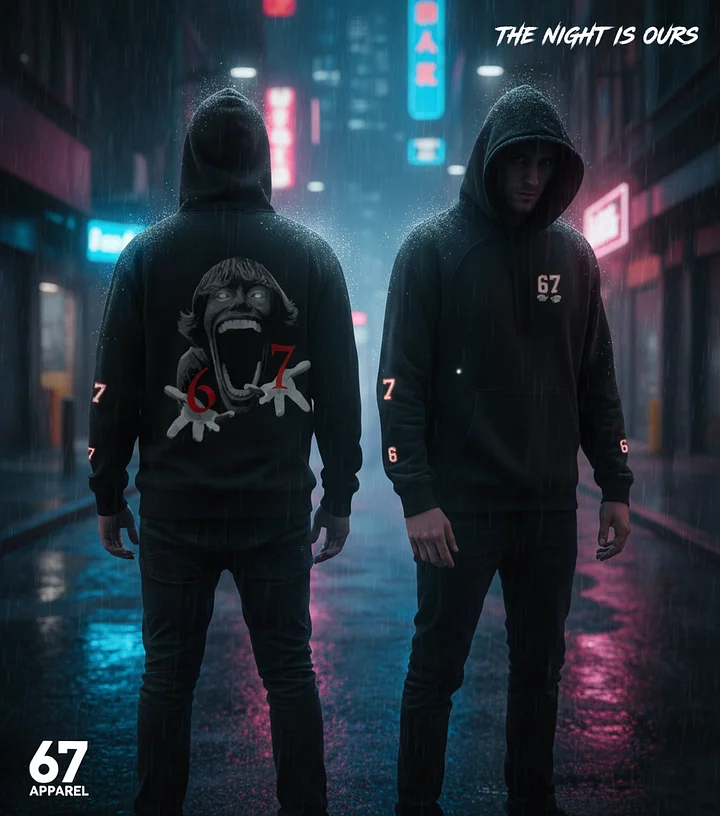 67 Meme Hoodie – "The Night Is Ours" Viral Brainrot Pullover (Steal a Brainrot Style) - Funny Six Seven Meme Viral product image (2)