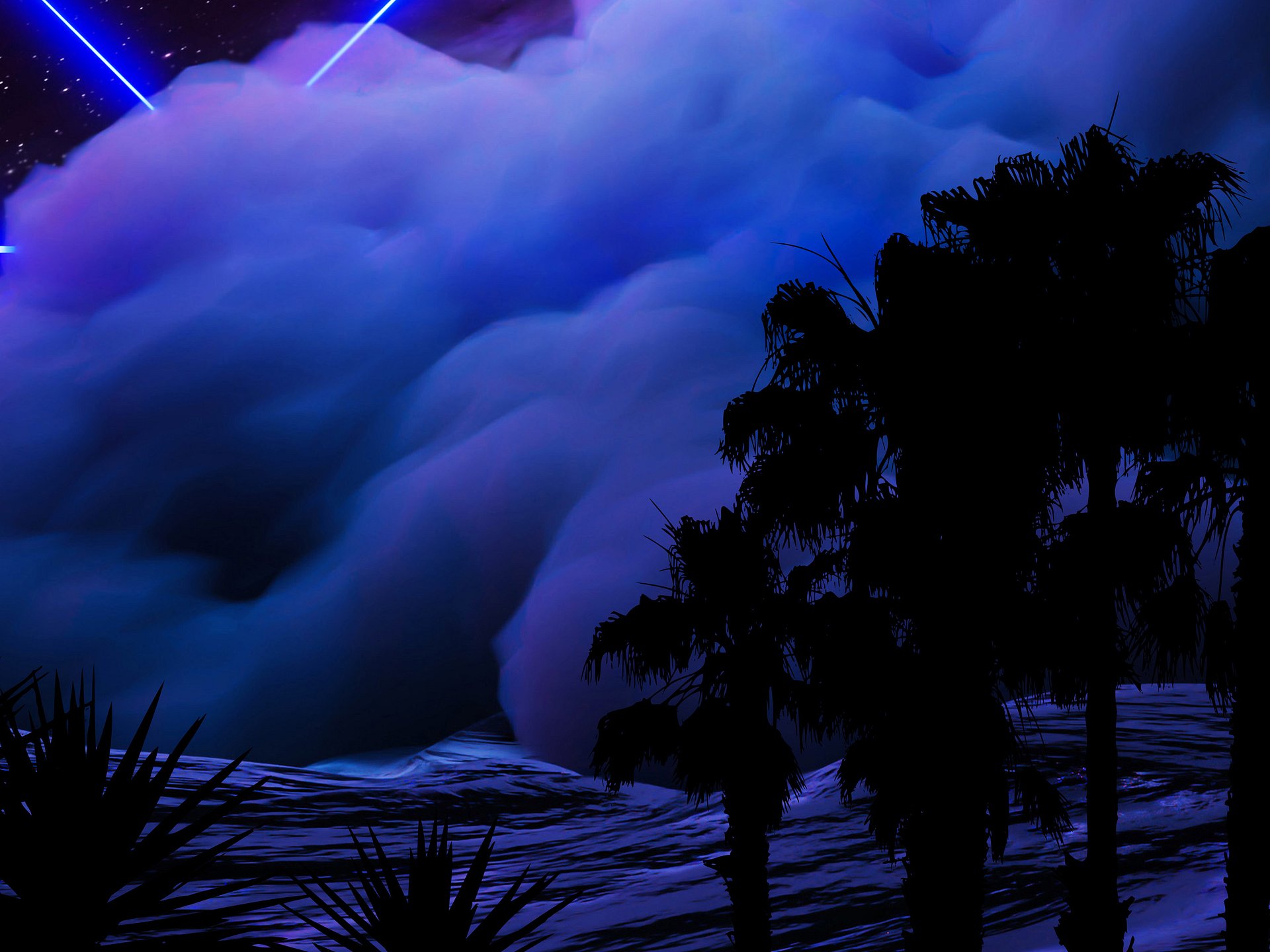 Neon palms landscape: Triangle [synthwave/vaporwave/cyberpunk] — Aesthetic retrowave poster product image (5)