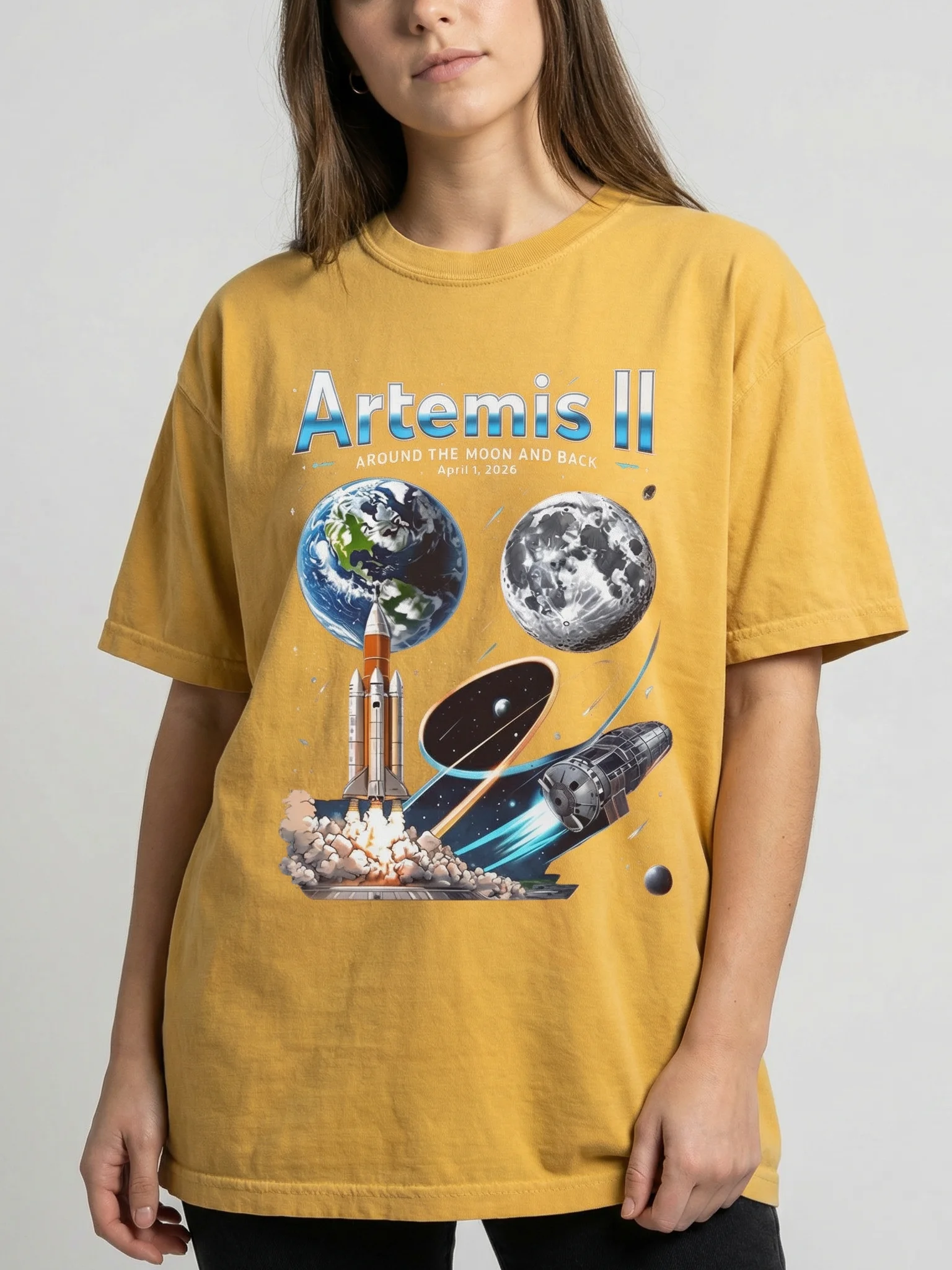 Artemis II Space Mission T-Shirt Moon Rocket Graphic Tee product image (71)