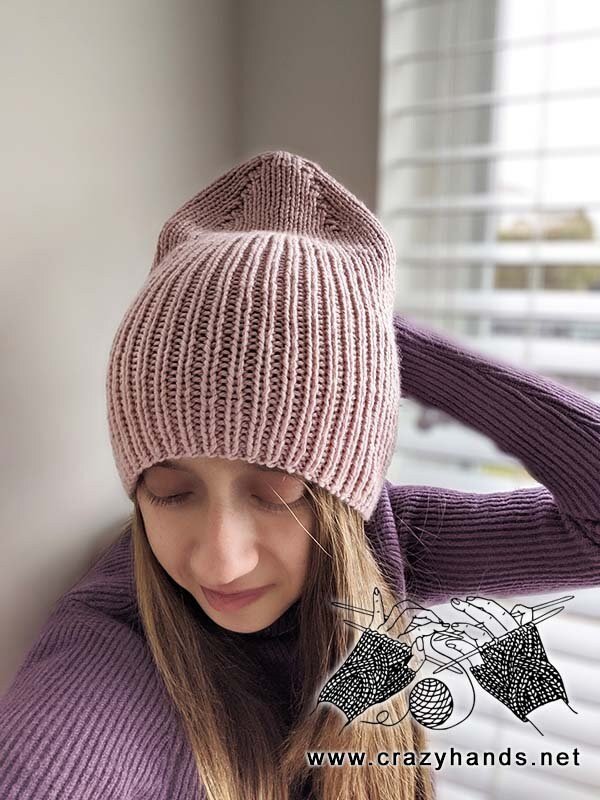 Queen Ribbed Winter Knit Hat Pattern product image (6)
