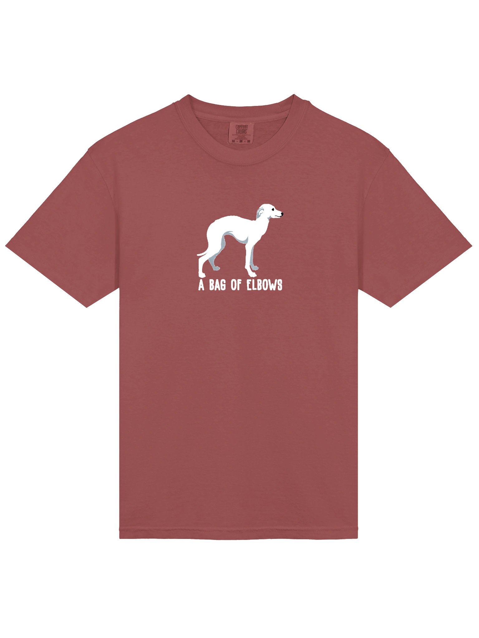 A Bag of Elbows T-Shirt(Embroidered) of an Italian Greyhound(White) product image (6)