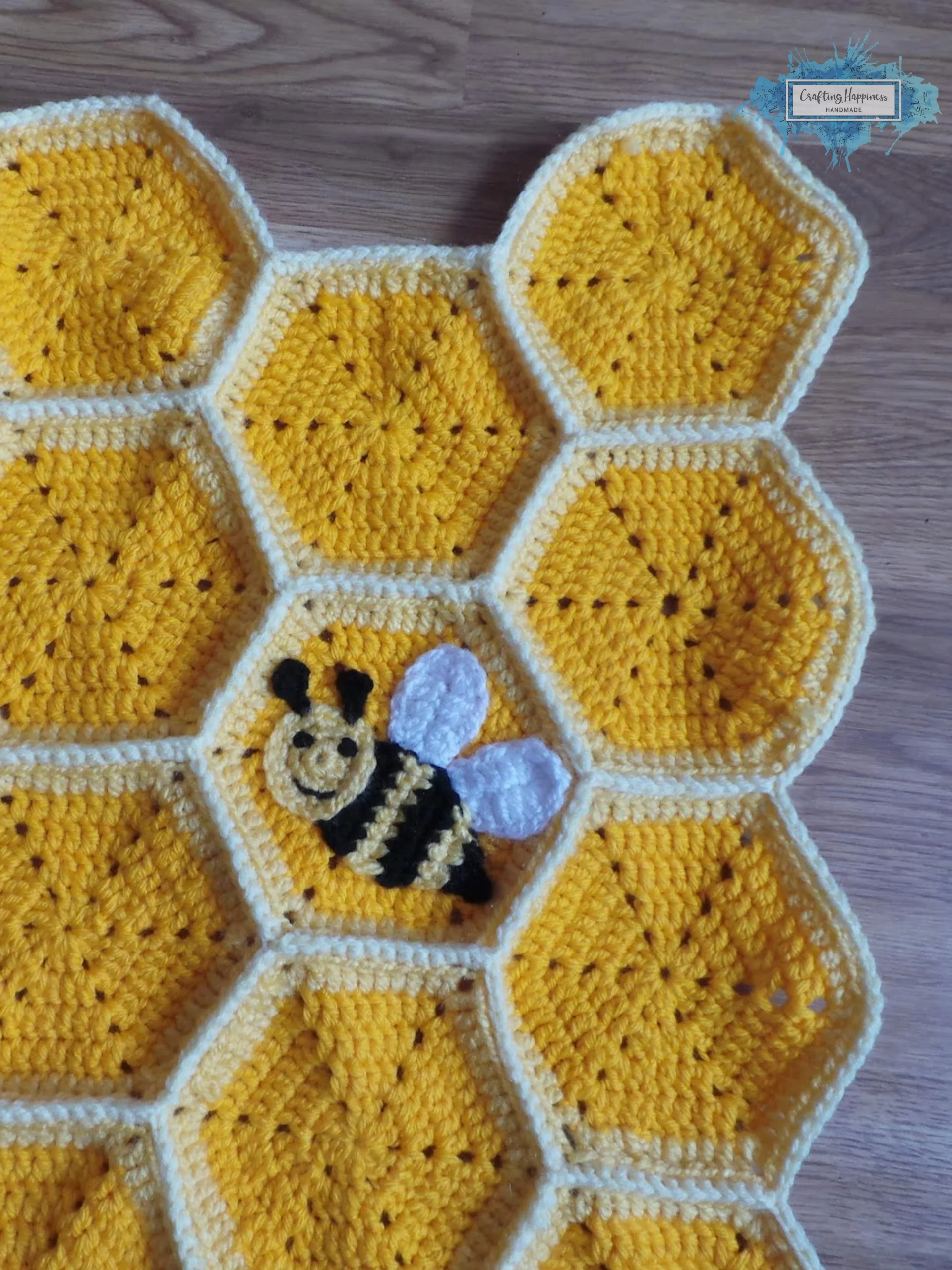 Bee Happy Honeycomb Crochet Blanket Pattern | Baby Lapghan (PDF Pattern) product image (2)
