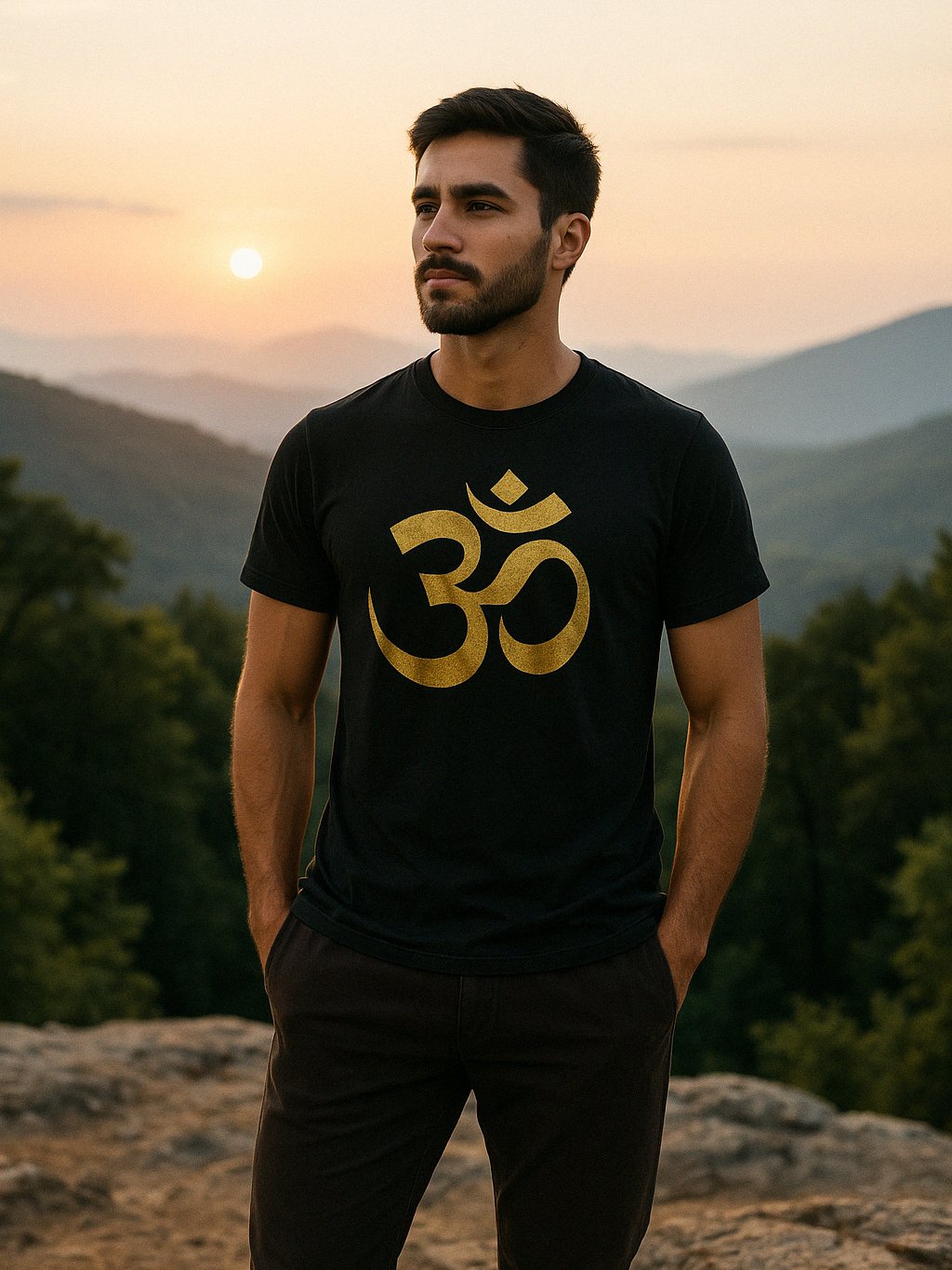 Om Symbol Tee – Black | Minimalist Spiritual Shirt for Yoga & Meditation product image (3)