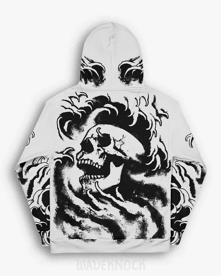Muay Thai Waves | Light Grey Cotton Hoodie product image (1)