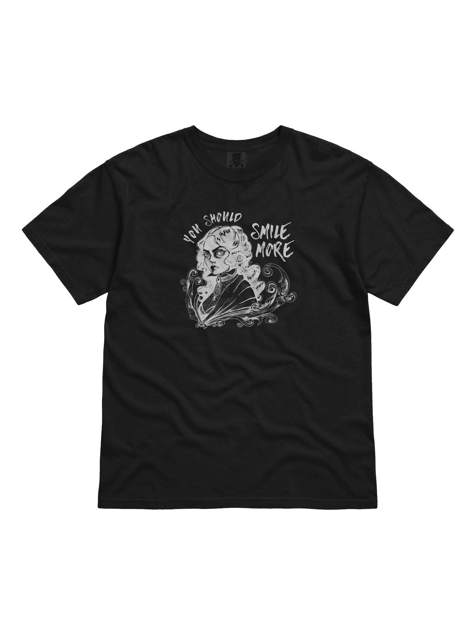 "SMILE MORE" Black T-Shirt (Design #2) product image (1)