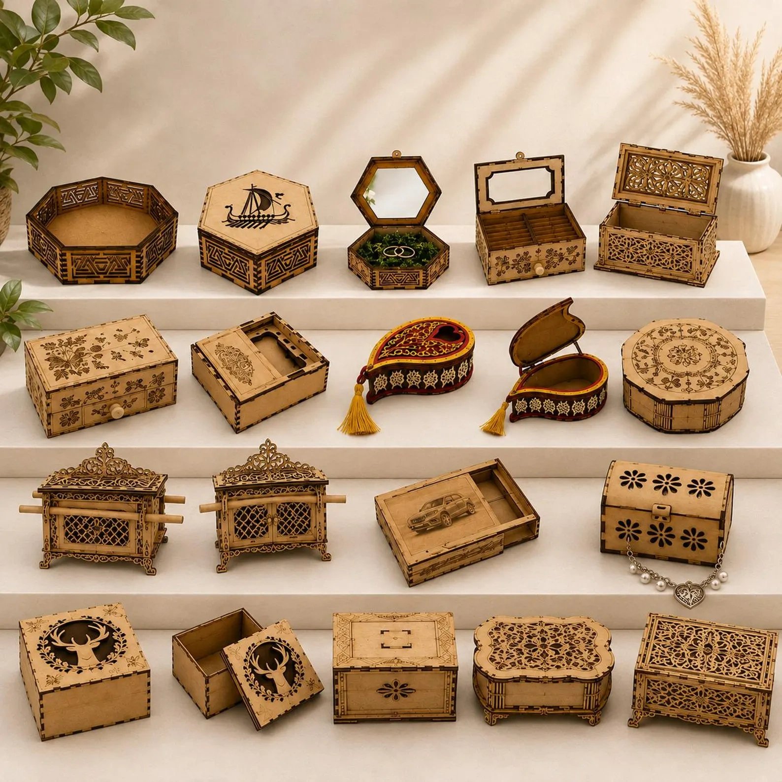 300+ Laser Cut Box Bundle | Jewelry, Wine, Gift & Wooden Box SVG, DXF, AI & CDR Files product image (4)