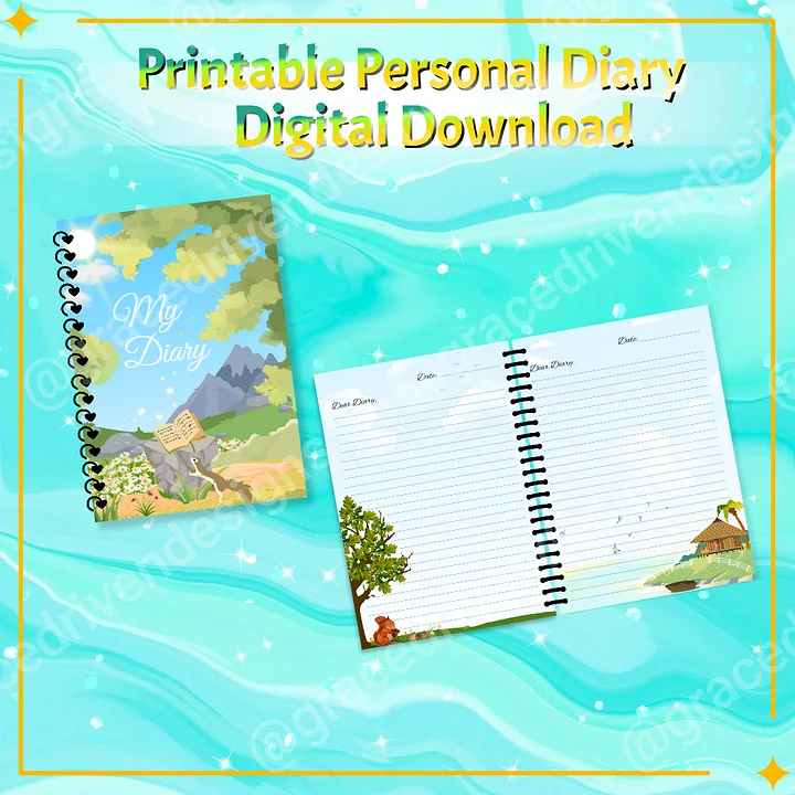 Printable Personal Diary | 1 Cover Page & 5 Distinct Interior Page Designs | Digital Download + Freebies product image (2)