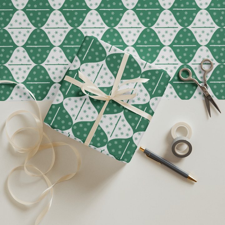 Flutes and Snowflakes - C Flute - Green Gift Wrap Paper Sheets product image (2)