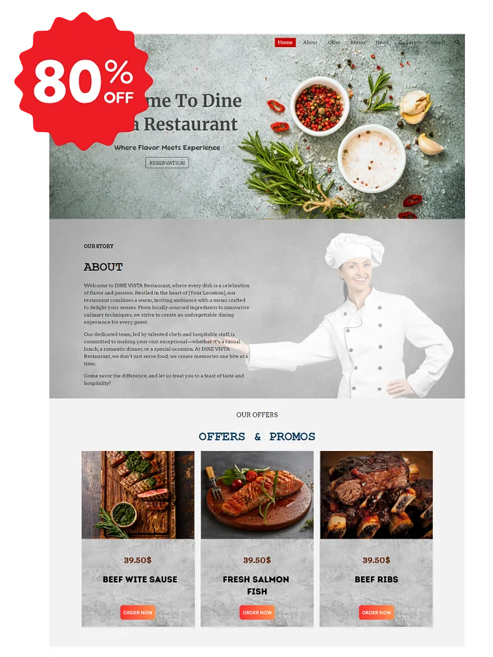 Dine Vista Google Site Template product image (1)