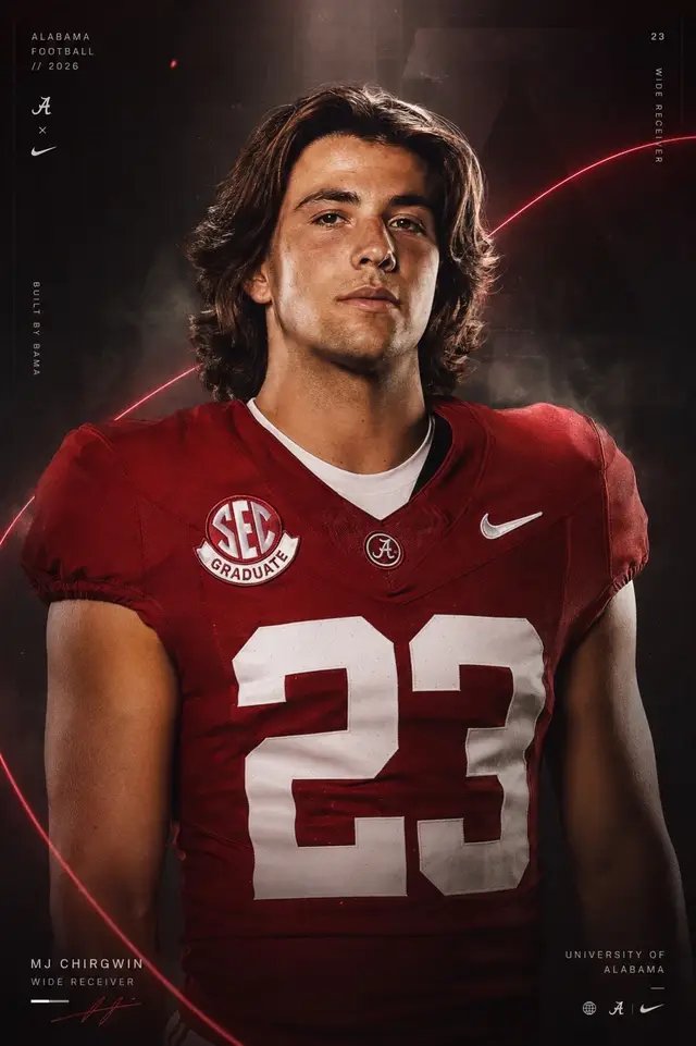Today is officially 23 days until the Crimson Tide rolls in on ECU! Meet 5th year SR. MJ Chirgwin •Position: WR •Height: 6-0 •Weight: 195 •Class: Fifth Year •Hometown: Huntington Beach, Calif. •High School: Huntington Beach