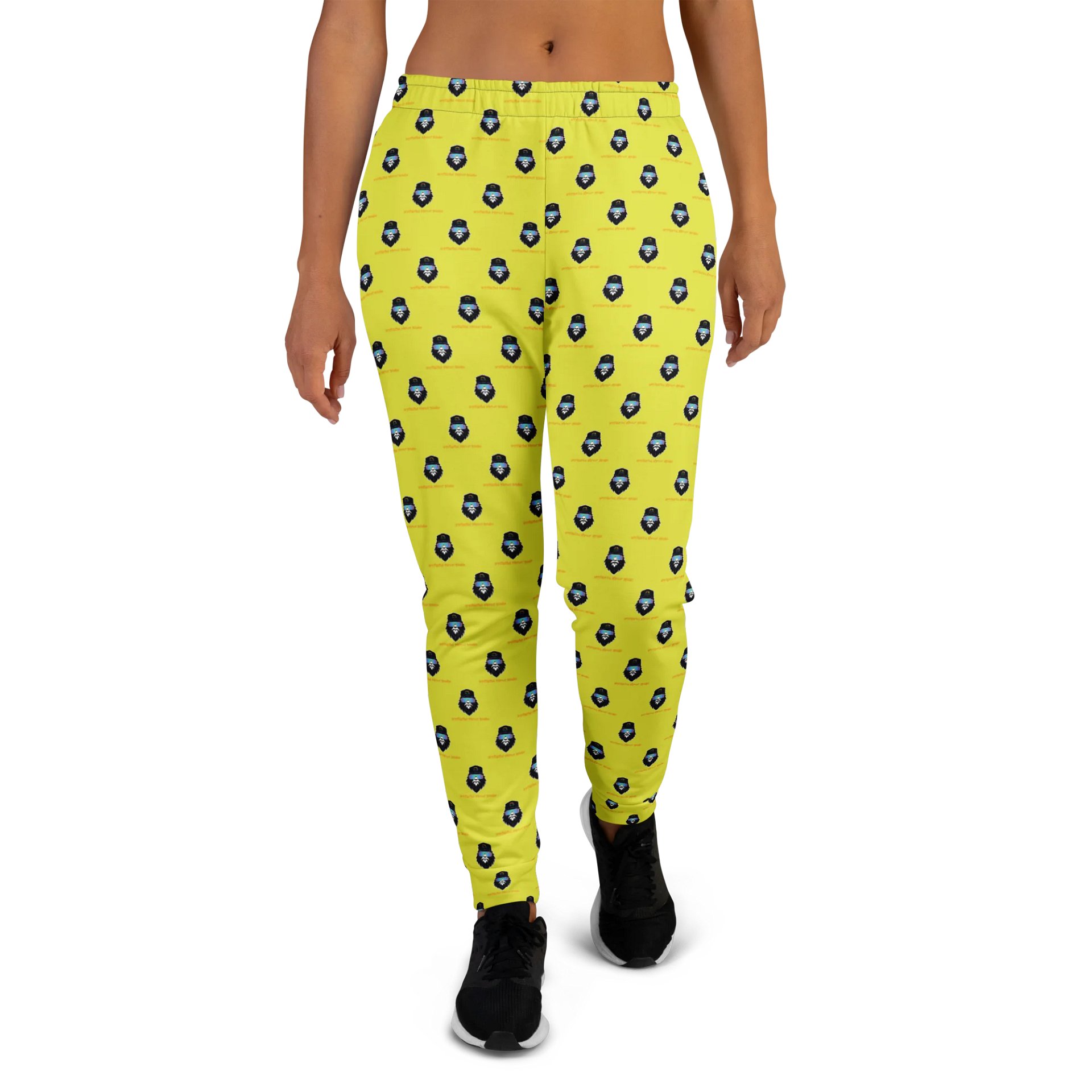 Synthsquatch Fitness Bigfoot Monogram Logo All-Over Print Women's Joggers (Neon Yellow) product image (2)