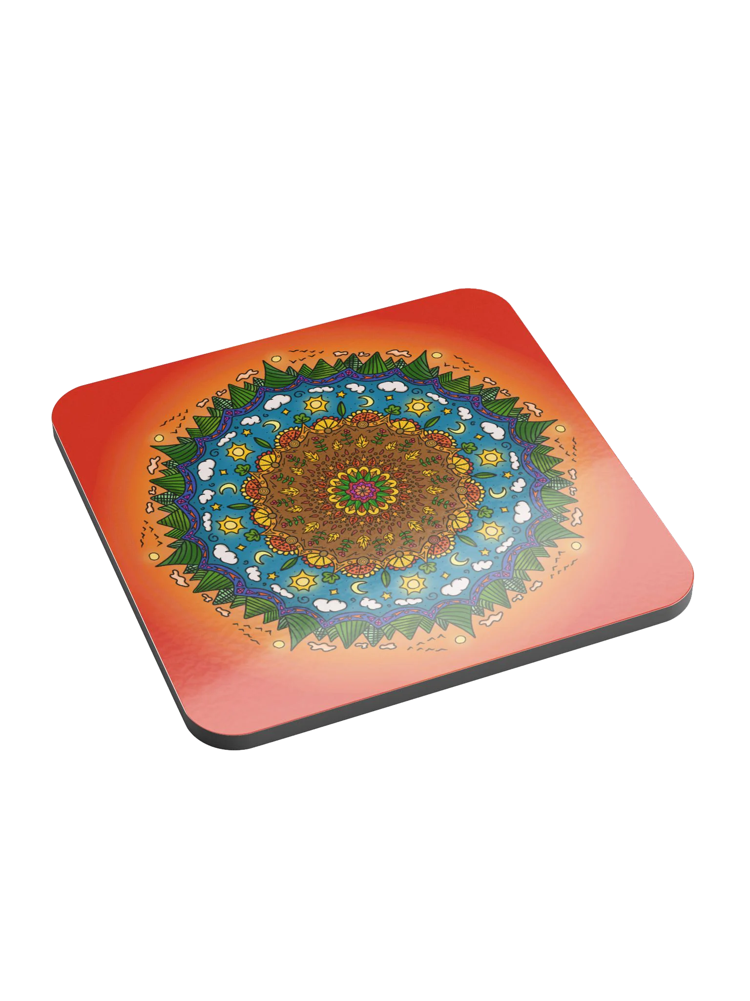 Fall mandala - Glossed Cork Coaster product image (1)