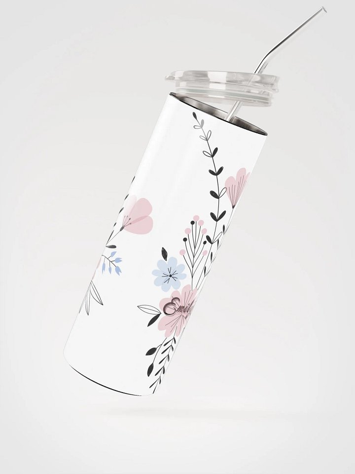 20oz Floral Stainless-Steel vacuum insulated Tumbler with reusable Straw, leak proof lid, Floral Tumbler, mug, portable Bottled Water Bottle. product image (2)