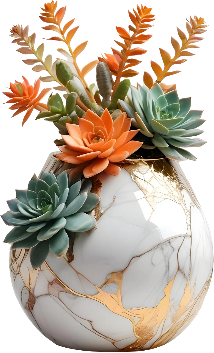 Collection: Marble Eternal – Shabby Chic Succulent Arrangement png product image (1)