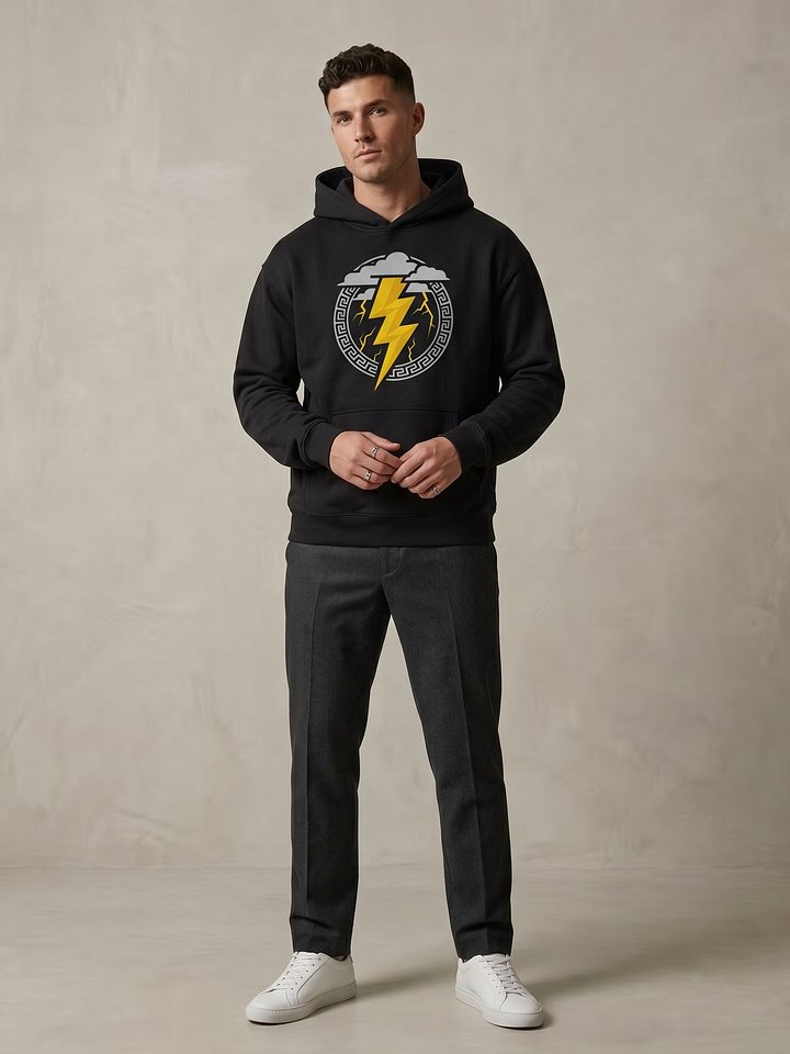 Zeus Lightning Oversized Hoodie – Greek Mythology Thunderbolt product image (2)