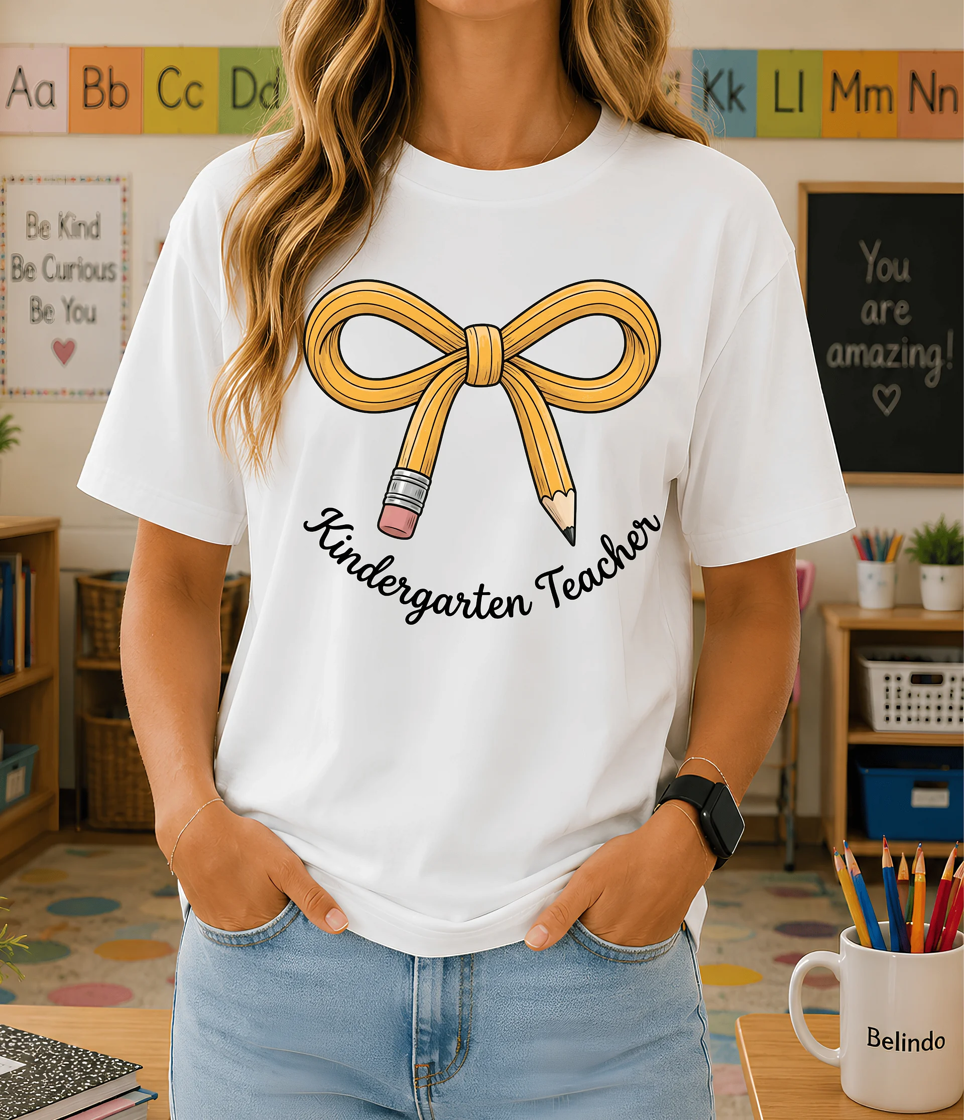 Kindergarten Teacher Shirt – Cute Pencil Bow Tee 🎀 product image (1)