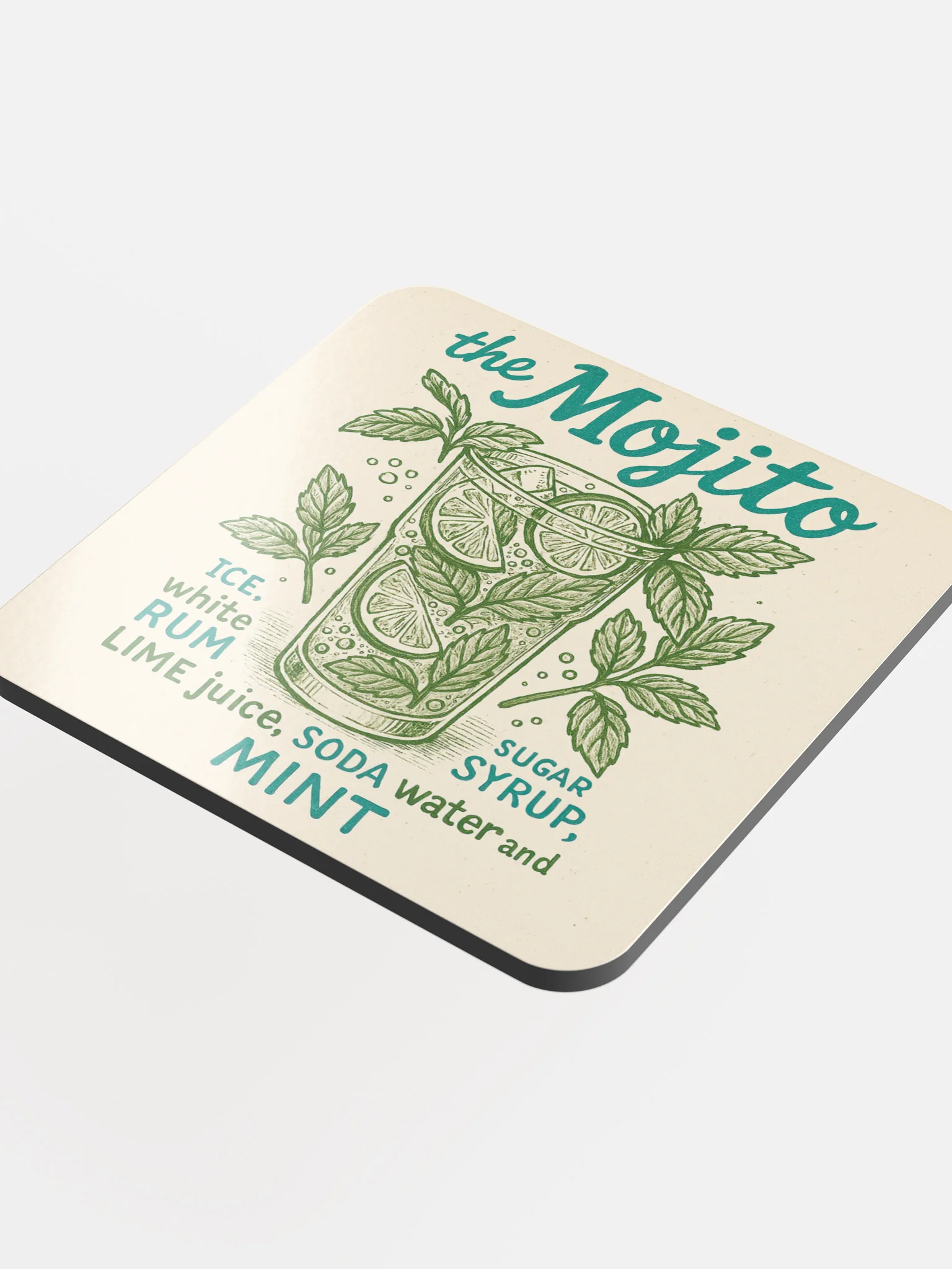 Mojito Cocktail Coaster – Illustrated Drink Recipe Decor product image (4)