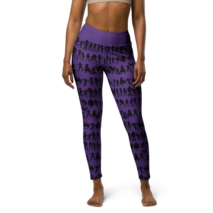 Heros Silhouettes Pattern PURPLE | All-Over Print Crossover Leggings with Pockets product image (1)