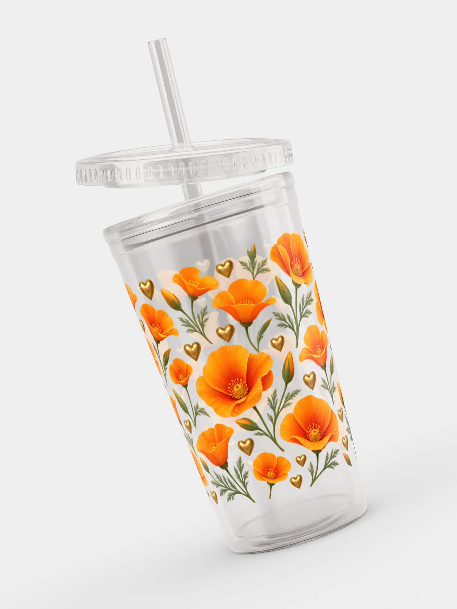 California Poppy Clear Dual Wall Tumbler 16 Oz (473 ml) product image (4)