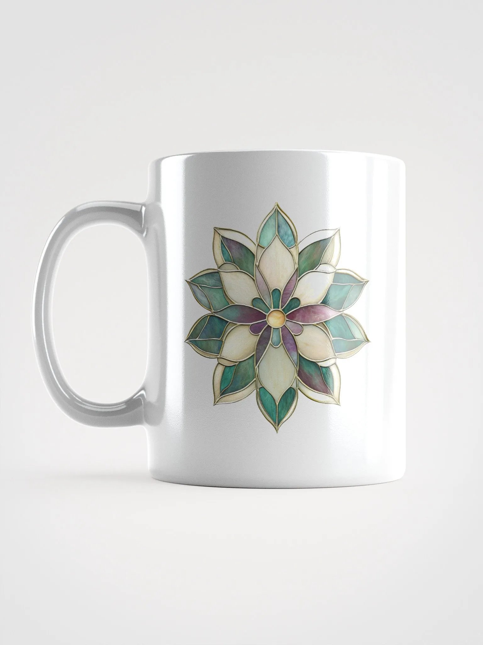 Stained Glass Water Lily White Glossy Mug product image (17)