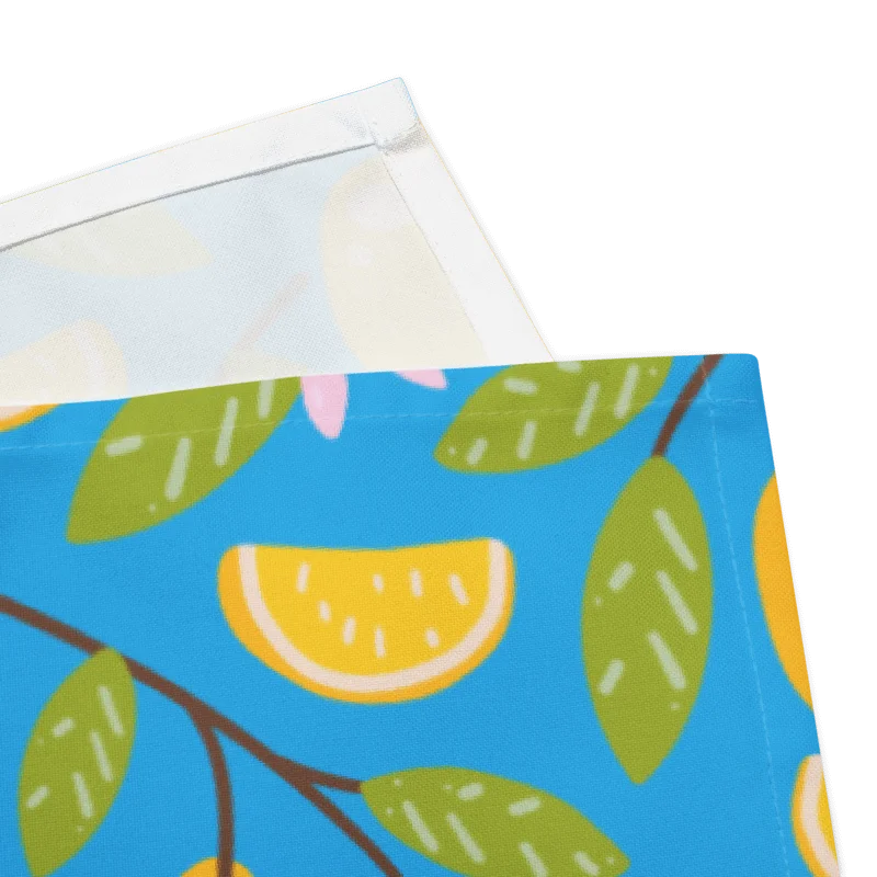 Lemon Blossom Cloth Napkin Set of 4 | Blue Background with Pink Flowers | Reusable & Sustainable product image (4)