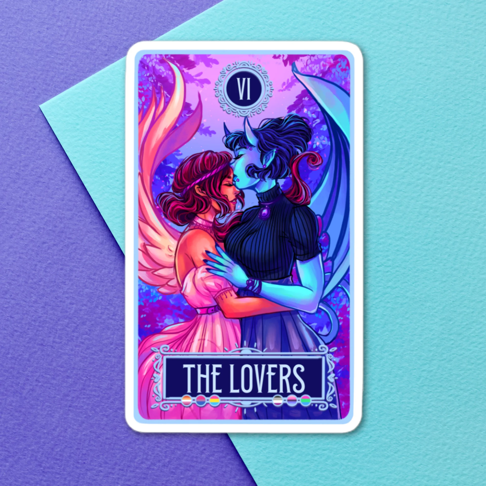 Sapphic Tarot Card Sticker - The Lovers product image (11)