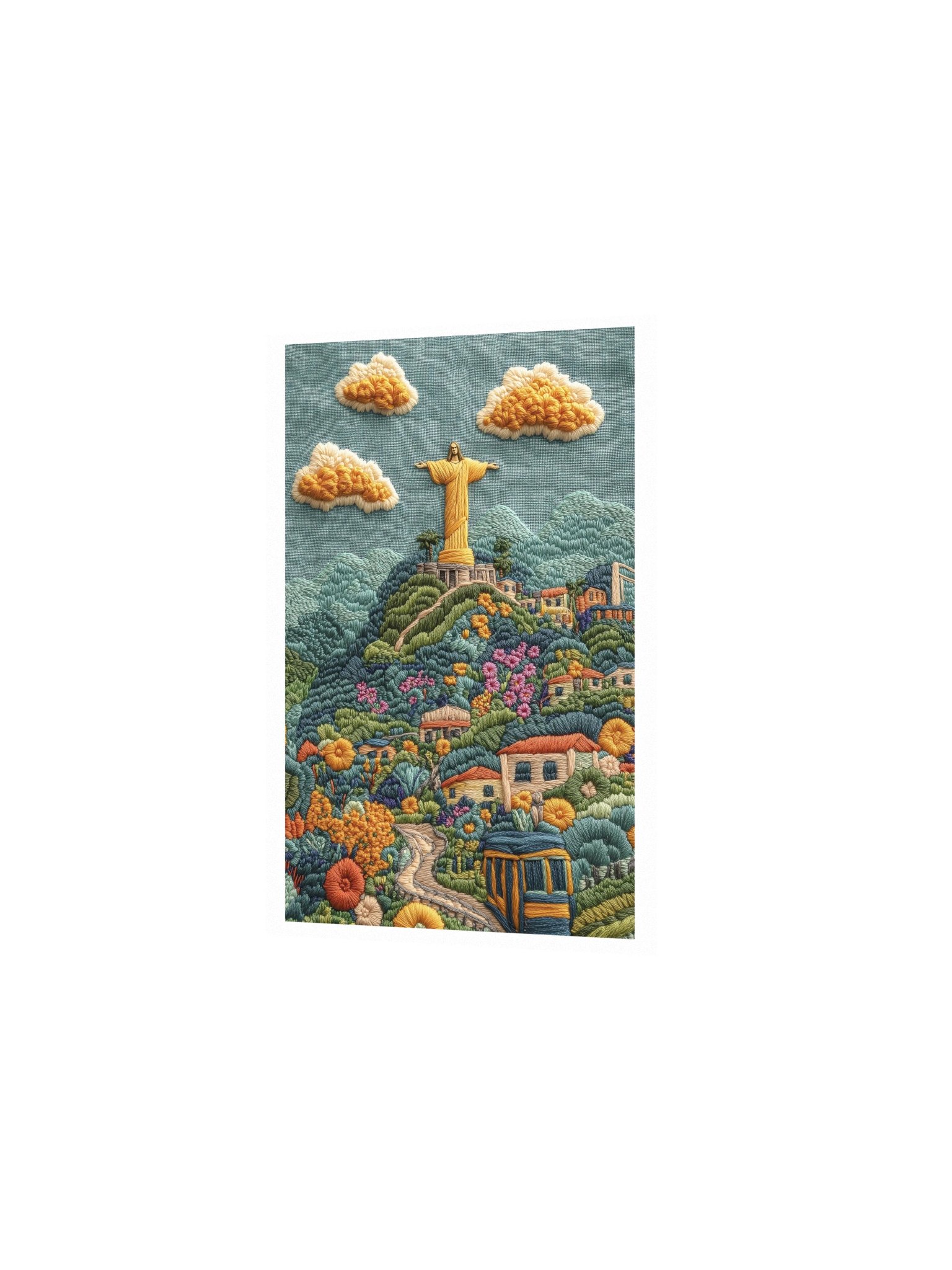A Colorful Day in Rio | Embroidery-Style Wall Art — Unframed Print product image (2)