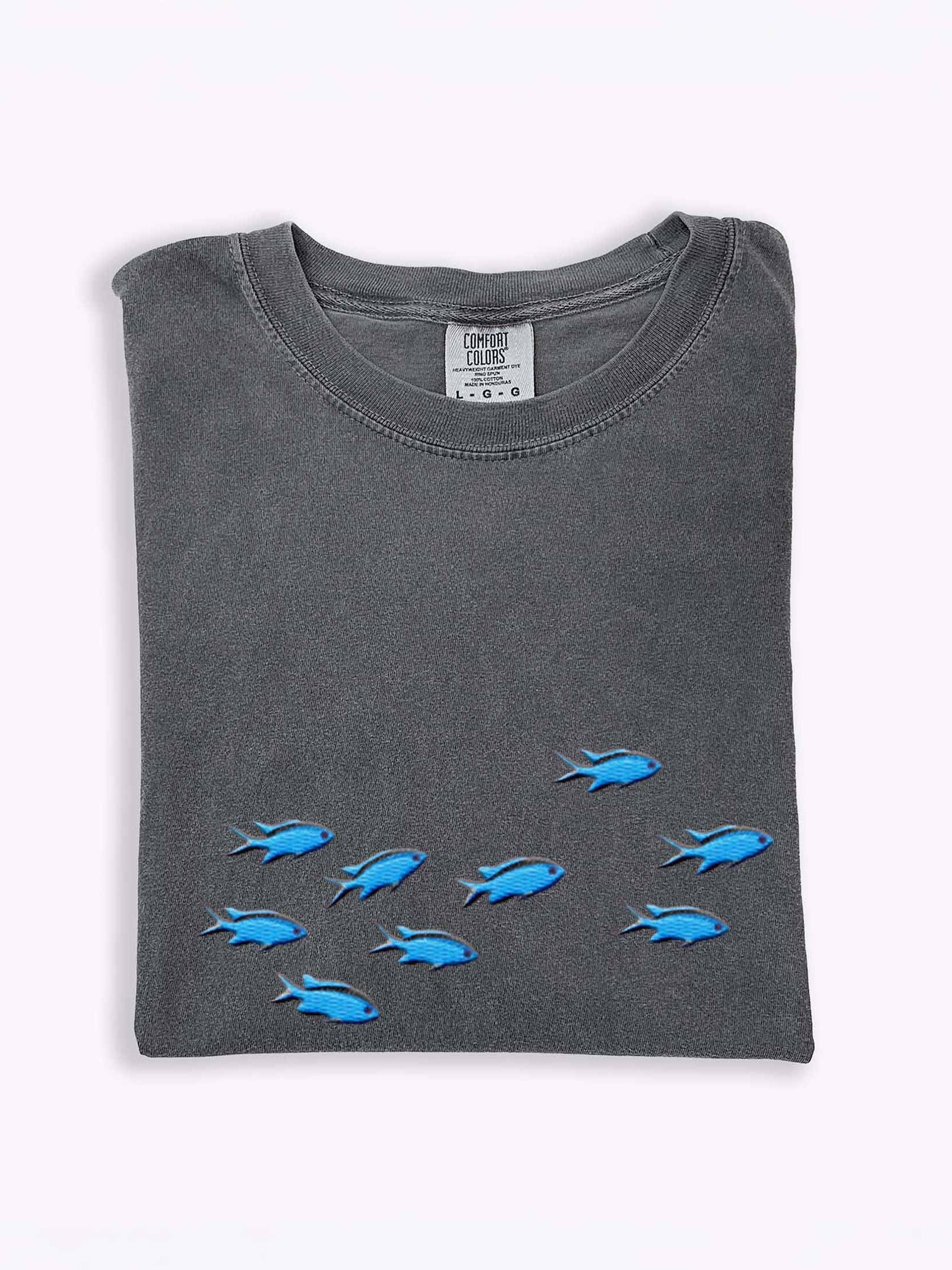 A School of Blue Chromis Embroidered Premium Shirt | Saltwater Reef Aquarium Fish & Marine Life Apparel product image (1)
