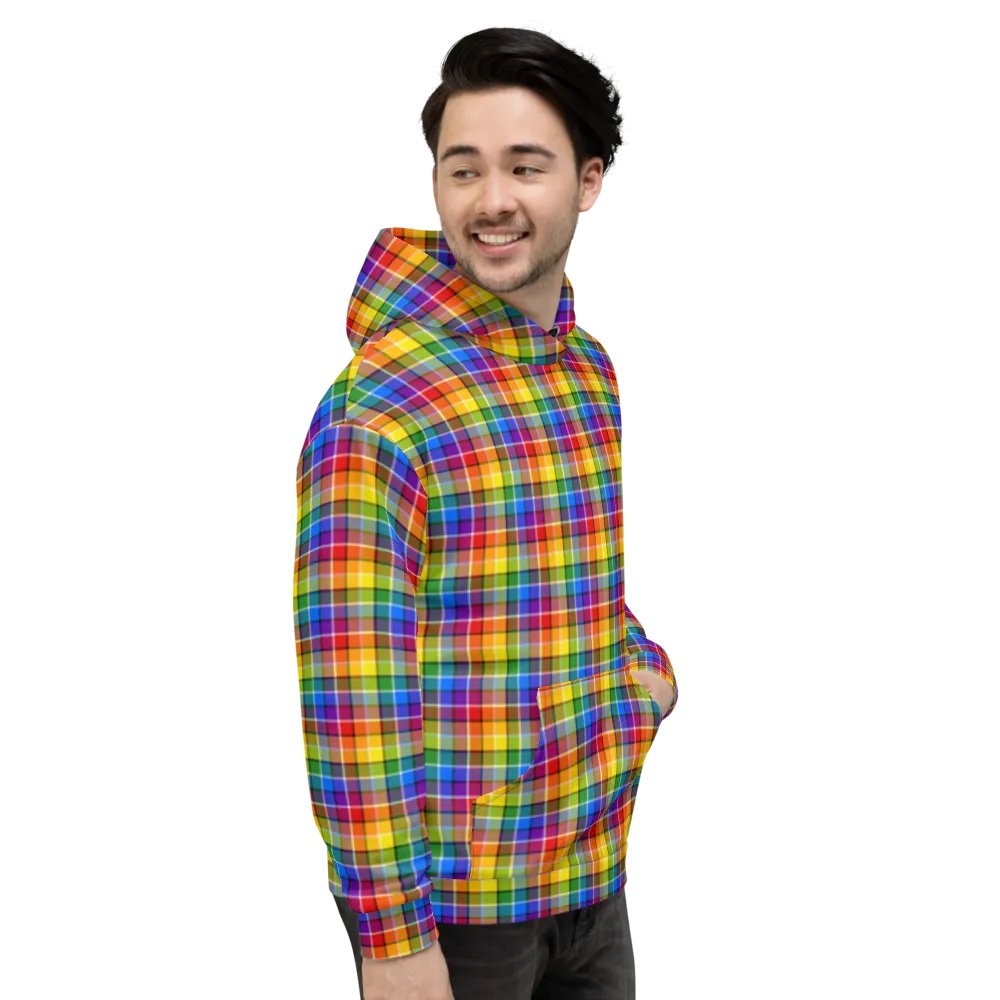 Bright Rainbow Plaid Hoodie product image (5)