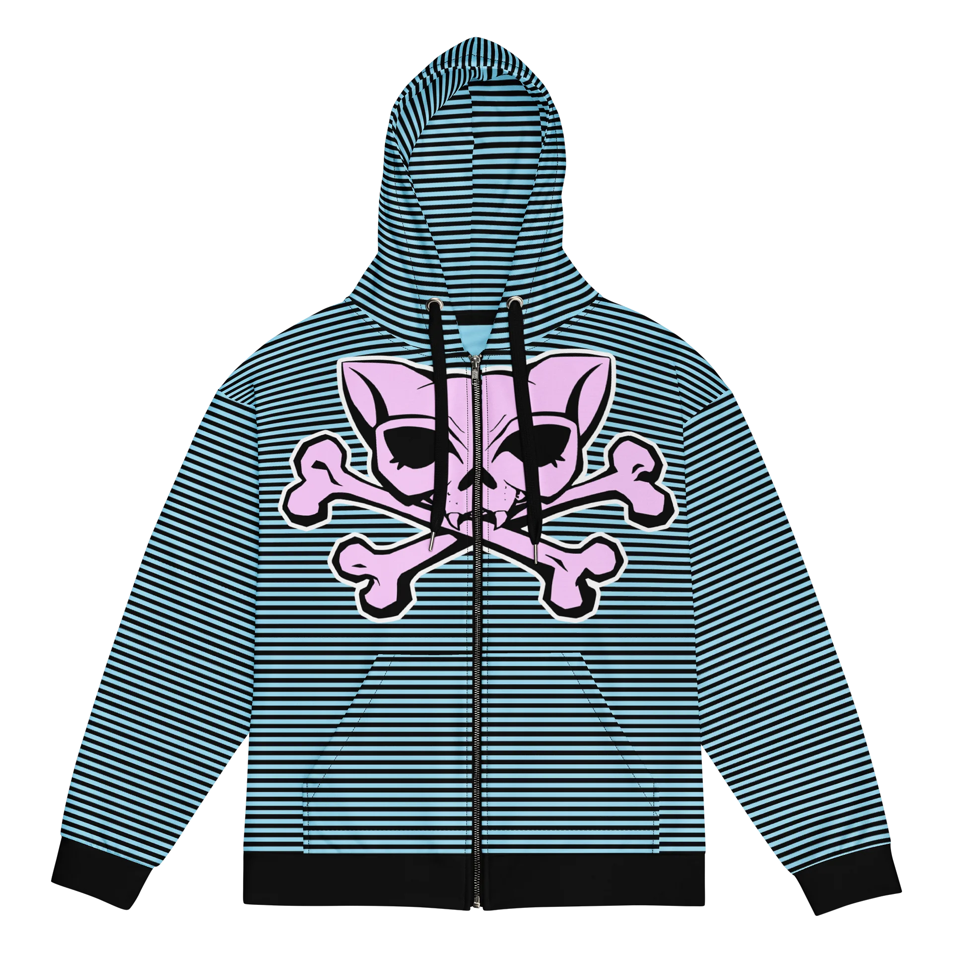 Pastel Pink and Blue KatSkull Stripped Hoodie product image (1)