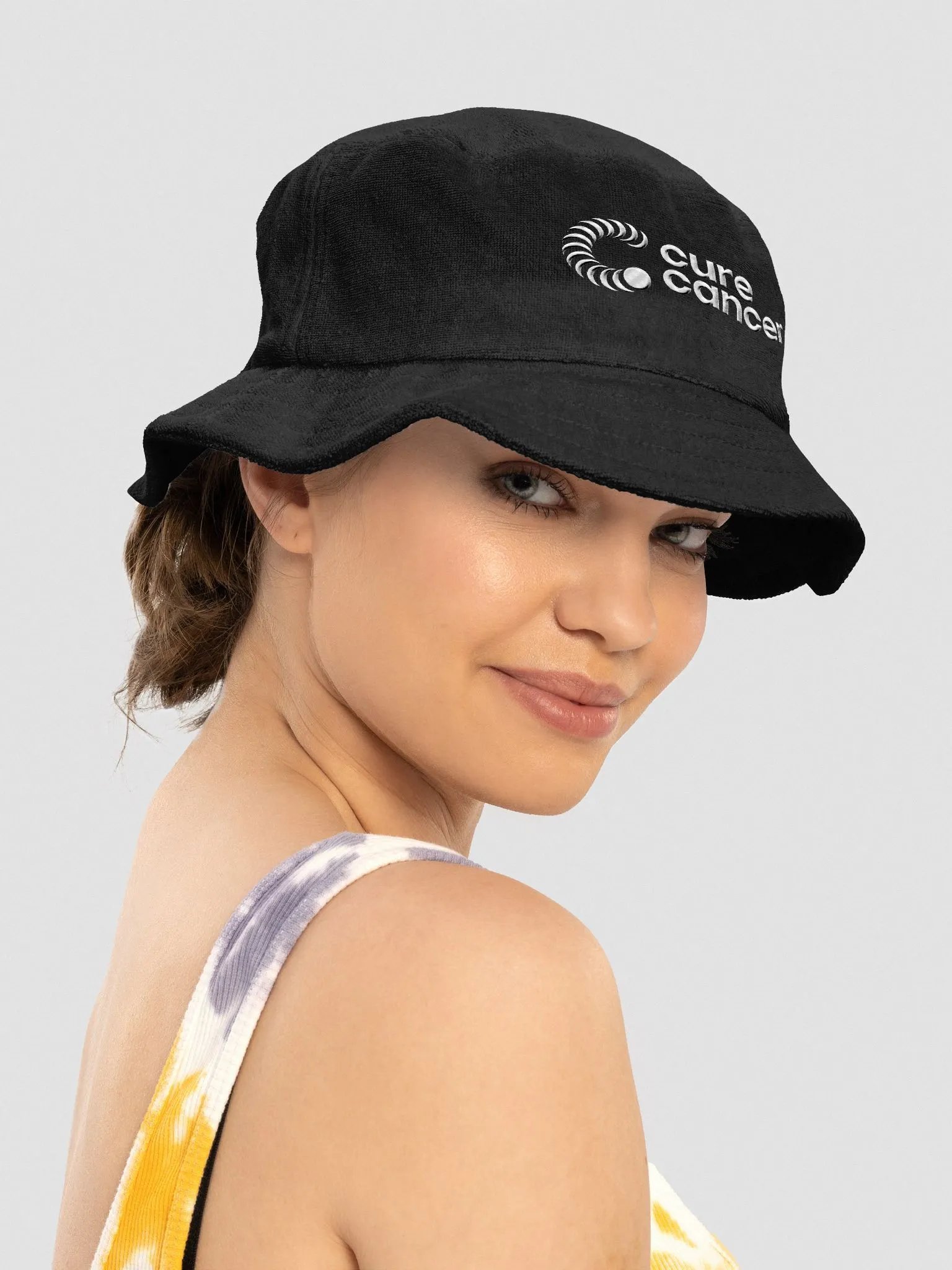 Cure Cancer | Terry Cloth Bucket Hat - Black product image (3)