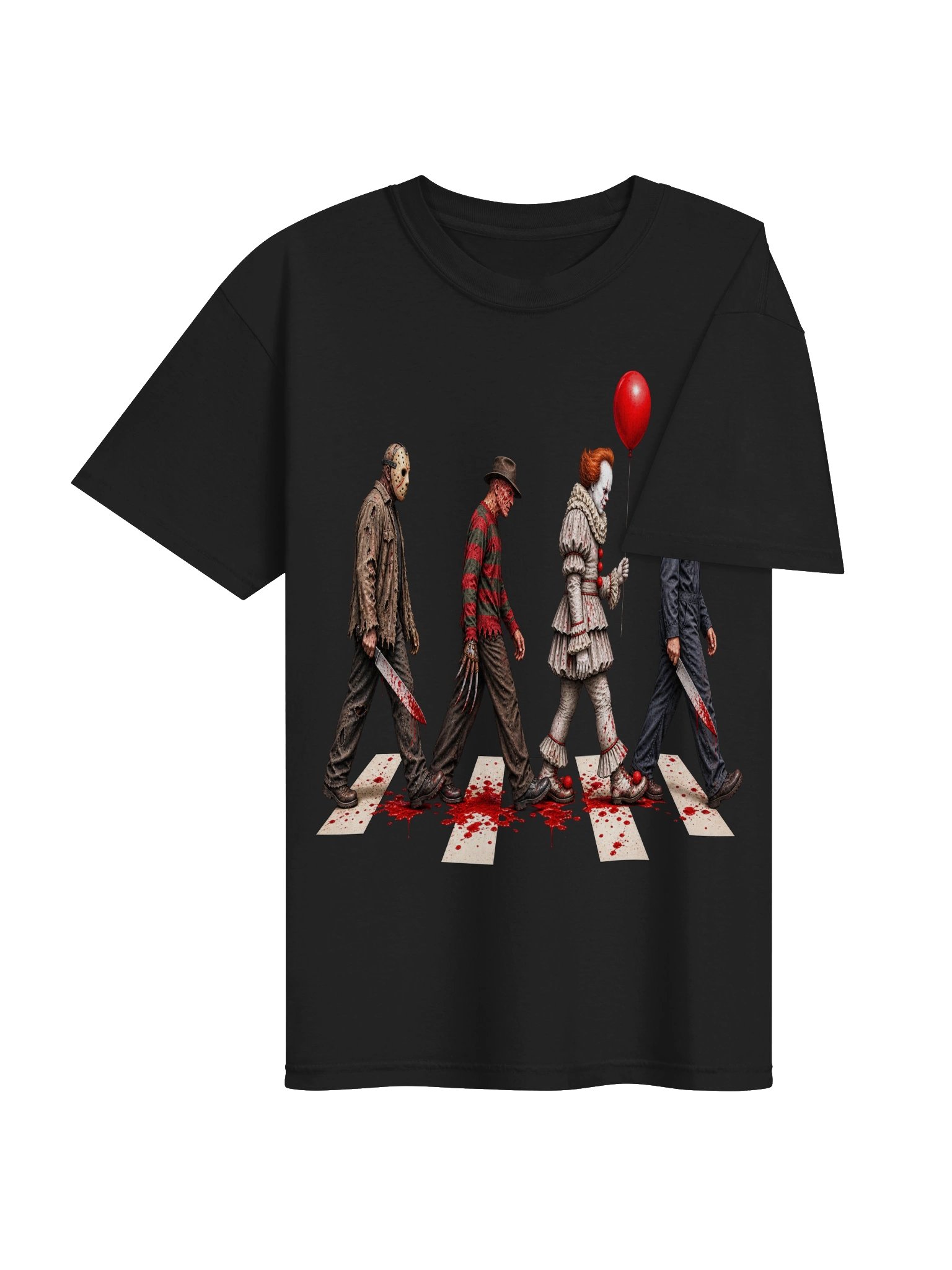 Horror Slashers Abbey Road Graphic T-Shirt | Horror Mashup Graphic Tee product image (4)