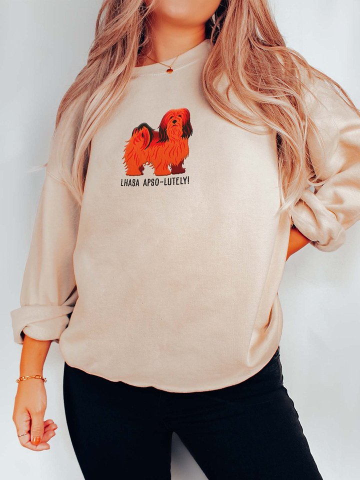 Lhasa Apso-lutely Sweatshirt (Embroidered) of a Lhasa Apso(Red) product image (2)