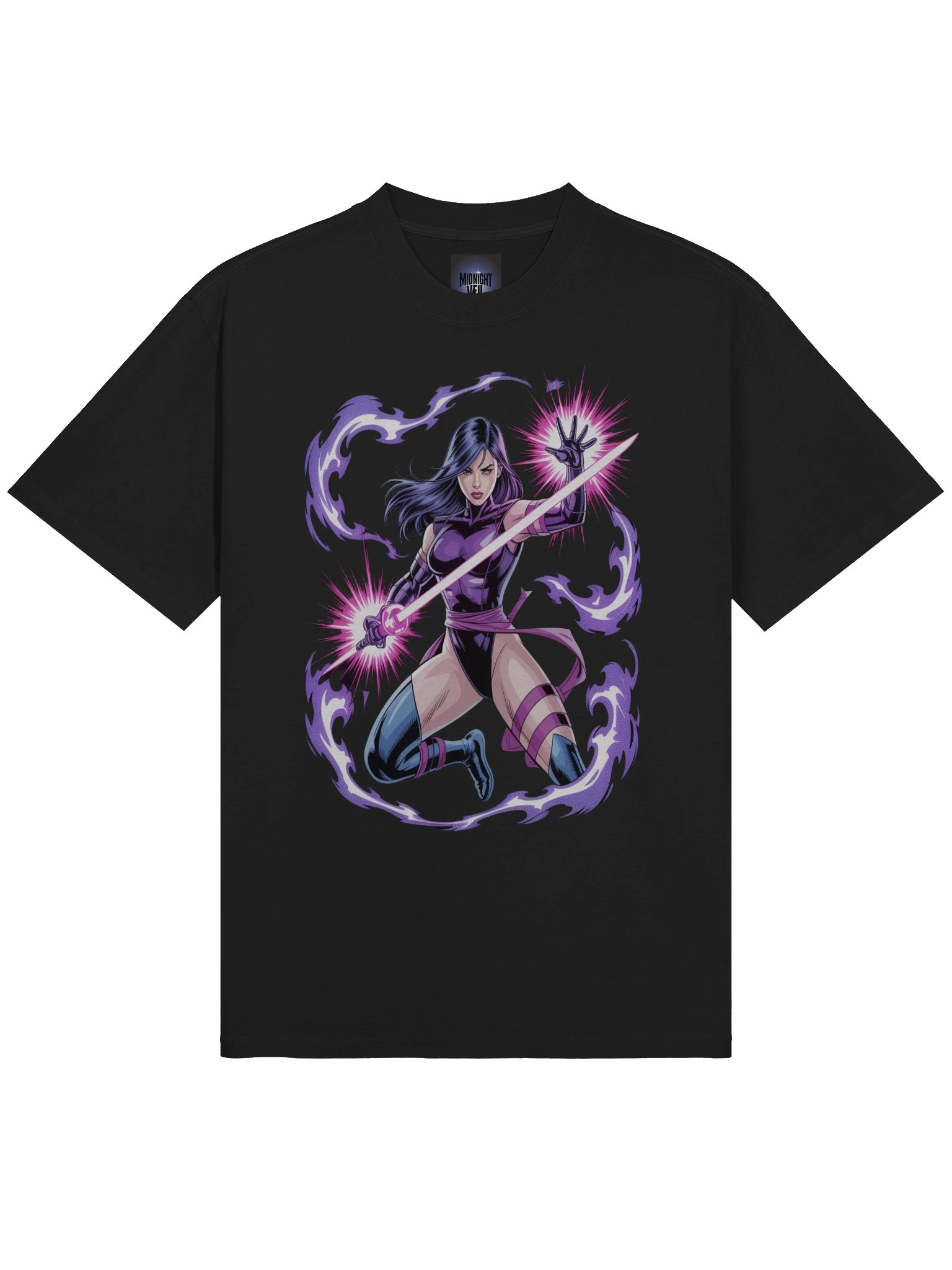 Psylocke Phantom Vortex Oversized Faded T-Shirt - Exclusive Midnight Veil Designs Unisex Tee product image (1)