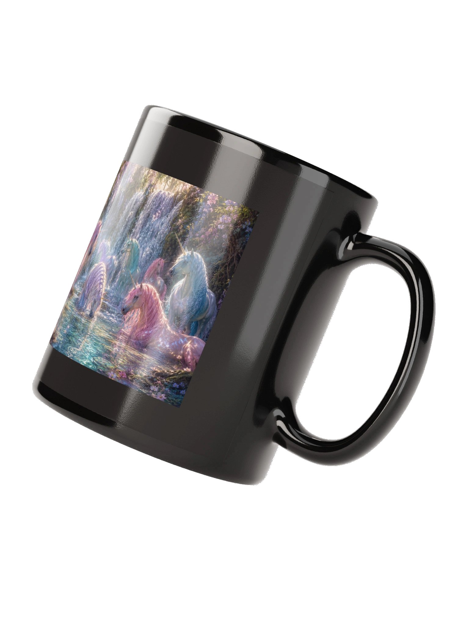 Waterfall Unicorns Black Glossy Mug product image (10)