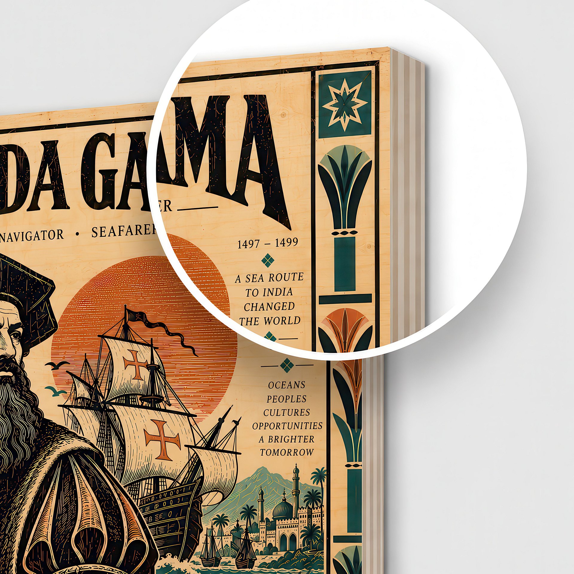 Vasco Da Gama | Birch Wood Art Panel | Historical Wall Decor | 24x24″ (60x60 cm) product image (3)